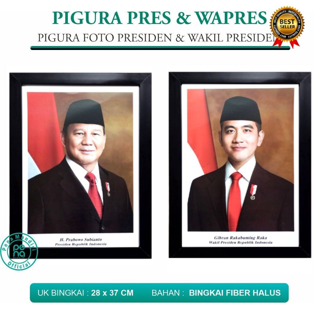 Foto Presiden, Wakil Presiden dan Lambang Garuda Ukuran F4 - Pigura Presiden, Wapres atau Garuda