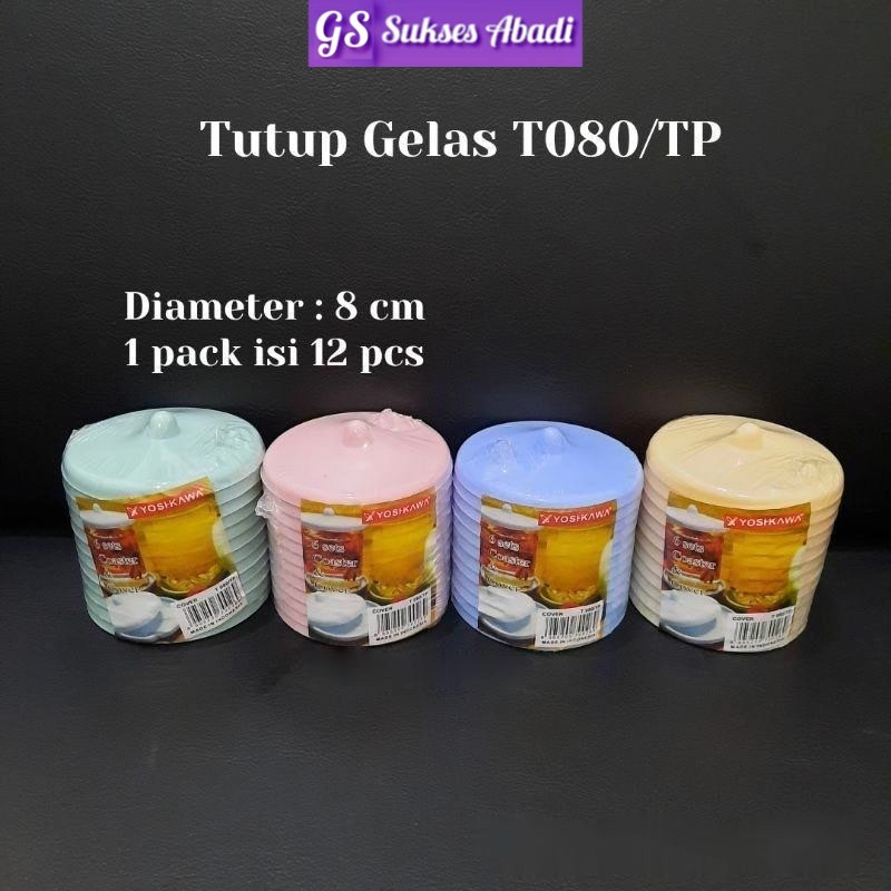GS Shop - YOSHIKAWA TUTUP GELAS PLASTIK VARIAN WARNA ISI 1 LUSIN UKURAN KECIL YOSHIKAWA Tutup Gelas 
