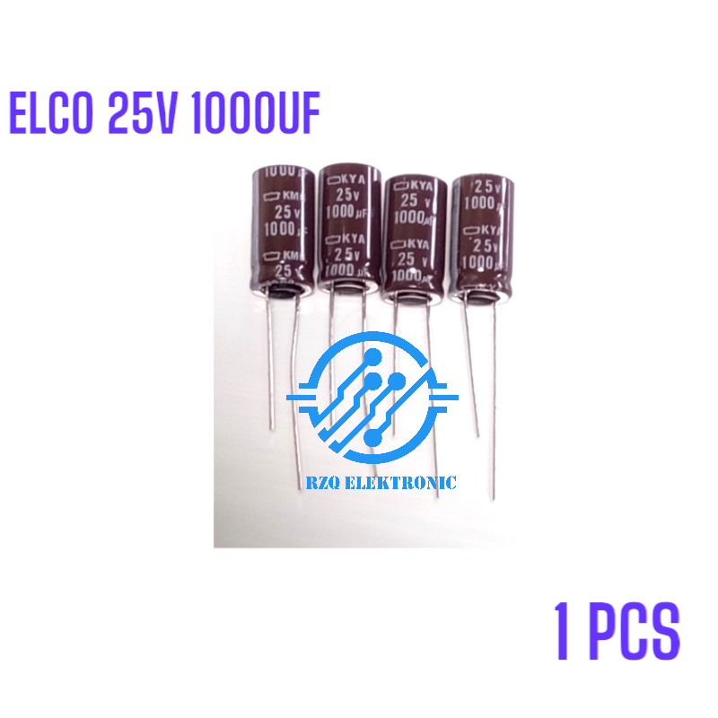 Kapasitor Elco 25v 1000uf 1pcs ELCO 25V 1000UF