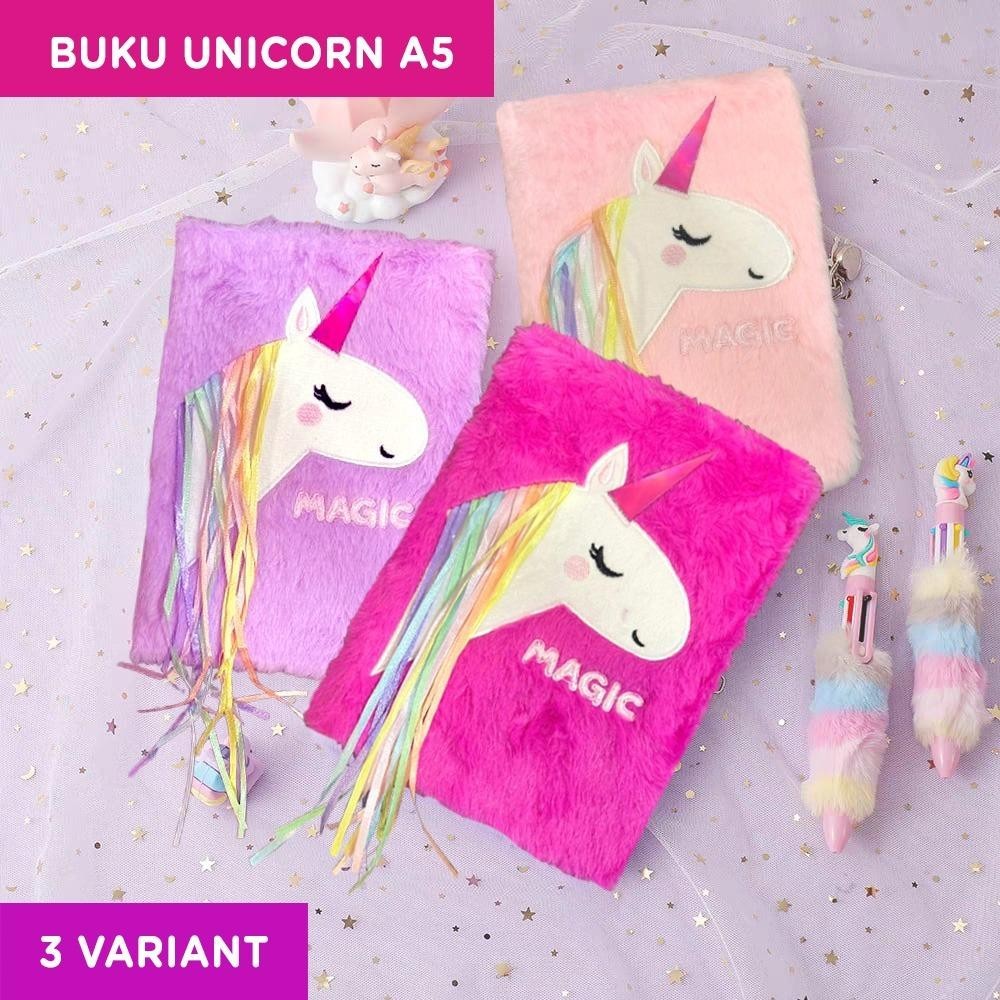 

PENTHOUSE Notebook Bulu Diary Unicorn Bulu Buku Tulis Anak Kuda Pony Karakter Rambut Pita