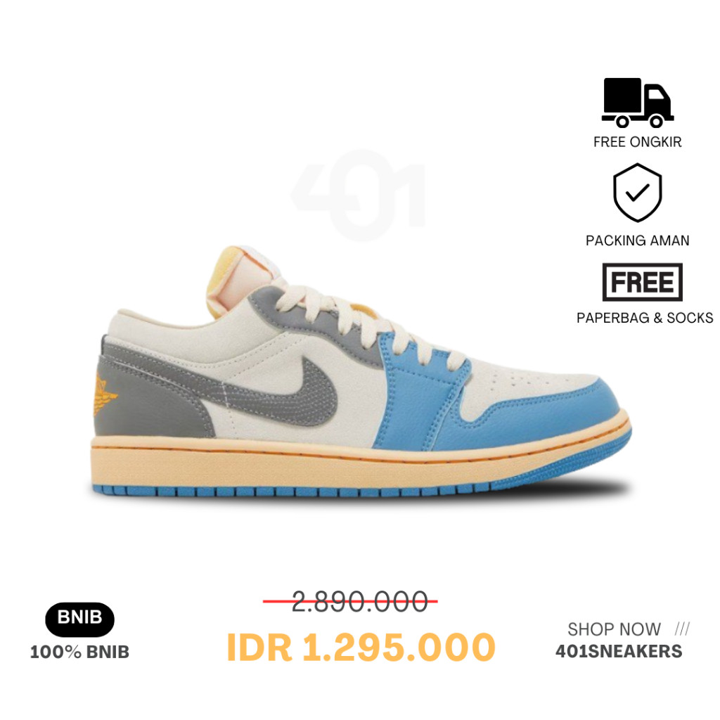 Sepatu Sneakers Nike Air Jordan 1 Low SE Tokyo 96 Vintage UNC Grey Authentic 100% BNIB