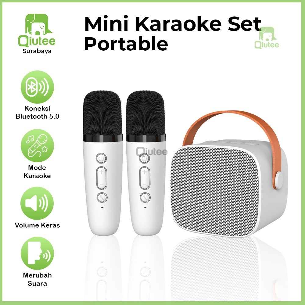 2 Mic Mini Speaker Bluetooth Karaoke Set Lengkap Speaker Bluetooth Mic Wireless Mini Full bass Porta