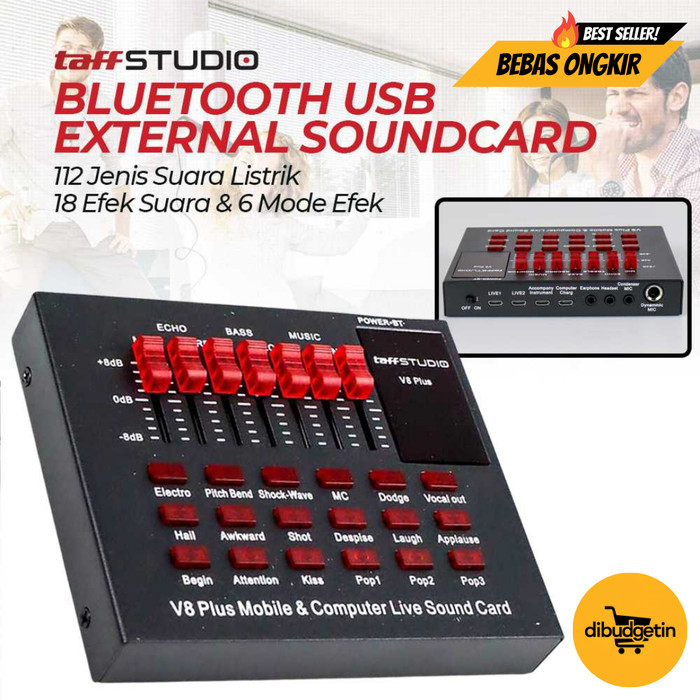 TaffSTUDIO Bluetooth USB External Soundcard Live Mic Headset - V8 Plus V8+ V8 +