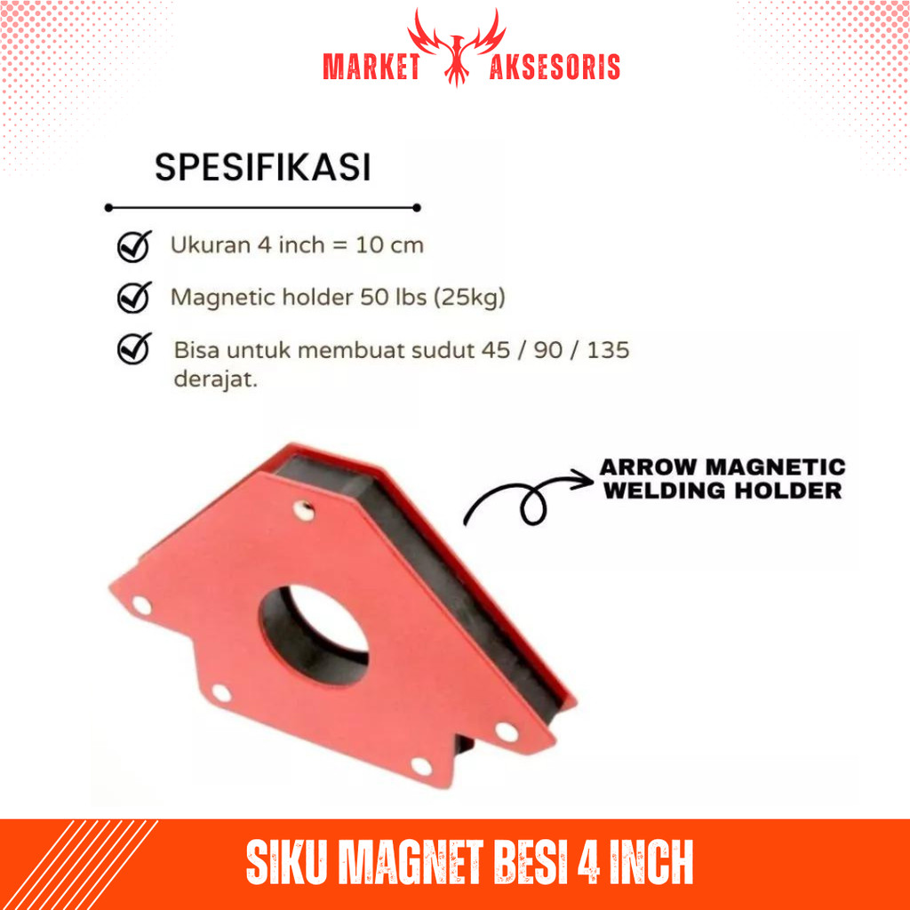 Panah Siku Magnet Besi Las Wipro 4" Arrow Magnetic Welding Holder Jig Klem Siku Sudut Besi 90 Corner
