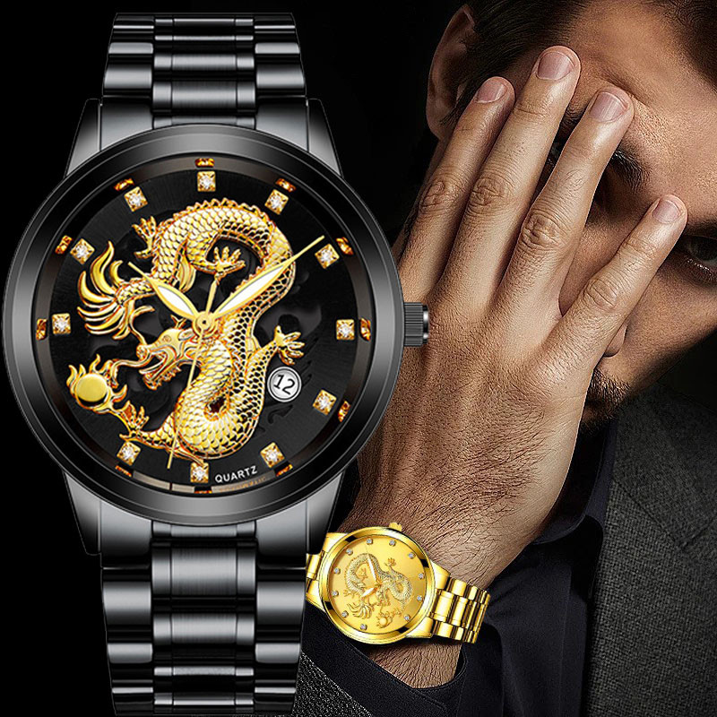 BISA COD P11 Jam Tangan Naga Emas Men Watch Gold Mewah Jam Tangan Pria Jam Tangan Pria Tahan Air Jam