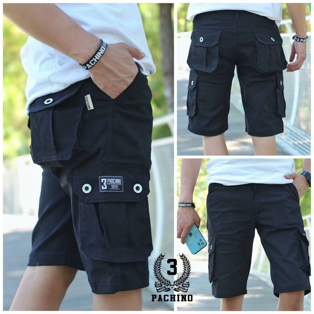 [COD] Celana Cargo Pendek Original 3Pachino Hitam