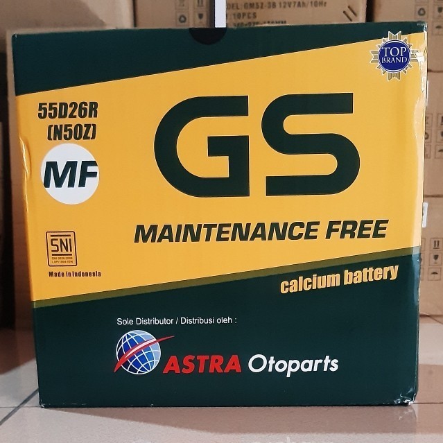 Aki Mobil GS ASTRA N50Z 55D26R MF Aki Kering 12V 60Ah ORIGINAL