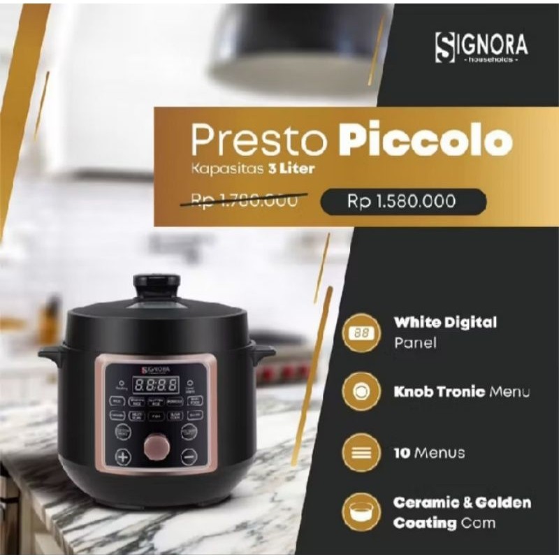 Signora Presto Piccolo 3 Liter - Presto Digital Signora - Presto Listrik