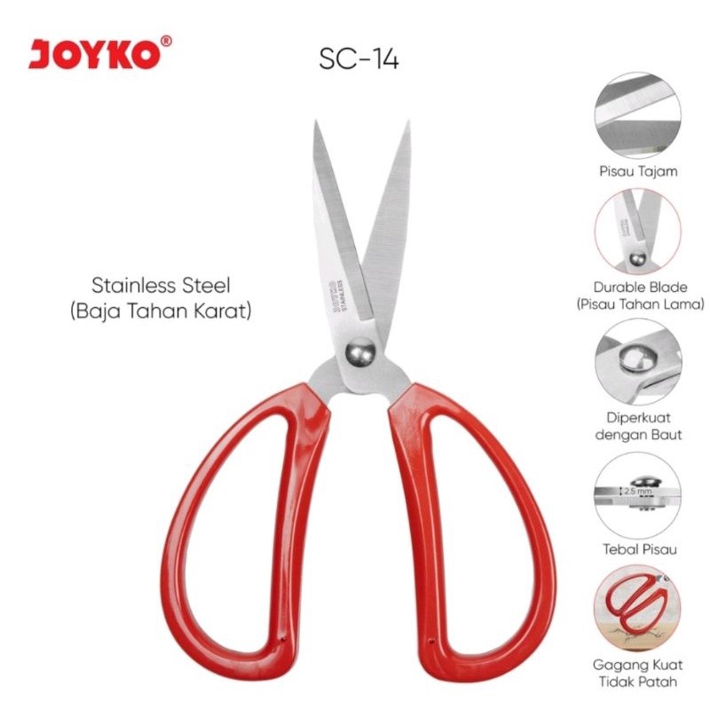 

Gunting Joyko SC-14 Scissor Stainless Harga 1pcs