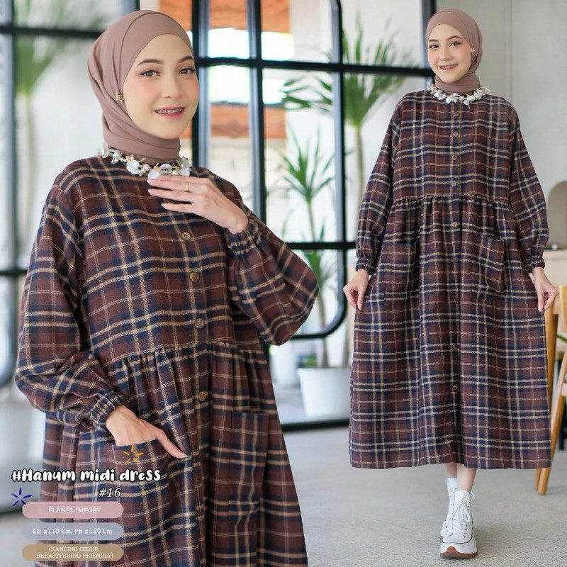 061024 HANUM MIDI DRESS GHAFFA / HANUM 1 2 3 4 5 8 10 18 HANUM MIDI DISTA LONGTUNIK MIDY FLANEL TART
