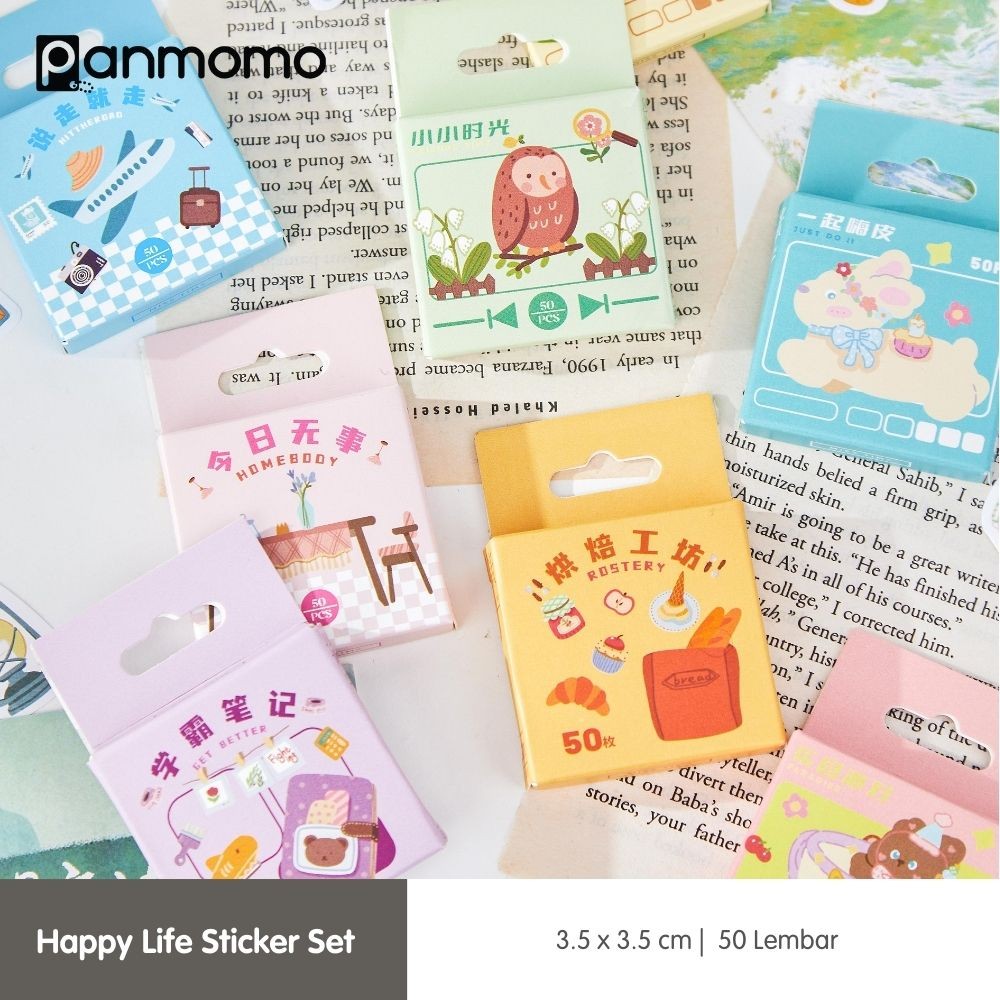 

Panmomo Sticker Aesthetic Stiker Lucu Happy Life Sticker Set