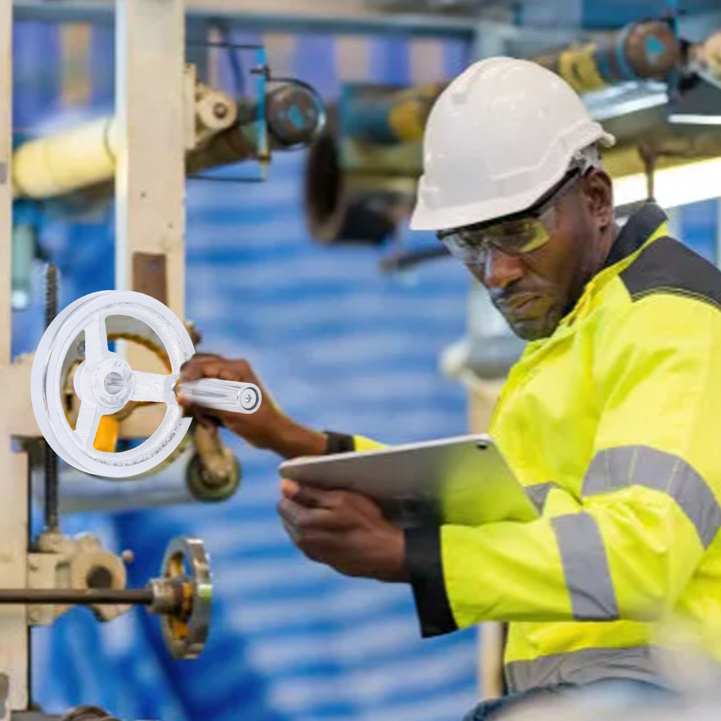 3 Spoke Hand Wheel with Revolving Handle Cast Iron Round Handwheel for Lathe Milling Grinding Machin