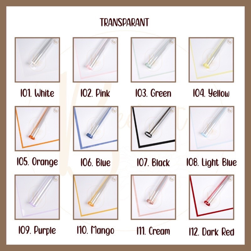 

[ 20 LEMBAR ] Kertas Bunga Cellophane Bening Transparan List Warna Flower Wrapping Paper List Warna Kertas Buket Bunga I