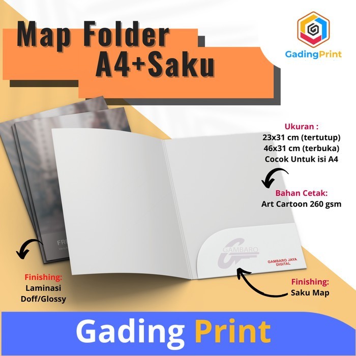 

Cetak Map A4 / Map A4 Custom Murah / Folder Map A4 Custom Full Colour - Tanpa Laminasi - Tanpa Laminasi