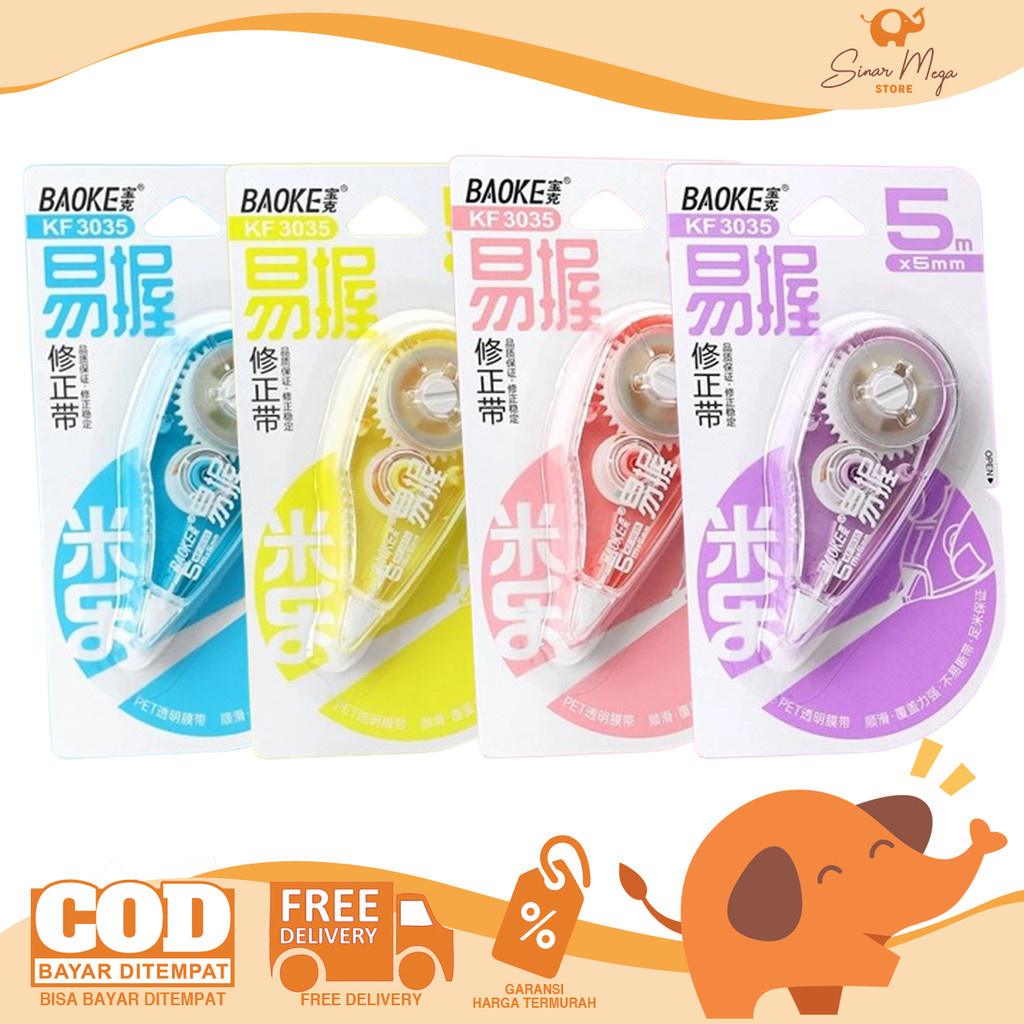 

BaoKe Correction Tape KF3035 / Pita Koreksi 5m - Tip-Ex Kertas Kering Murah Berkualitas