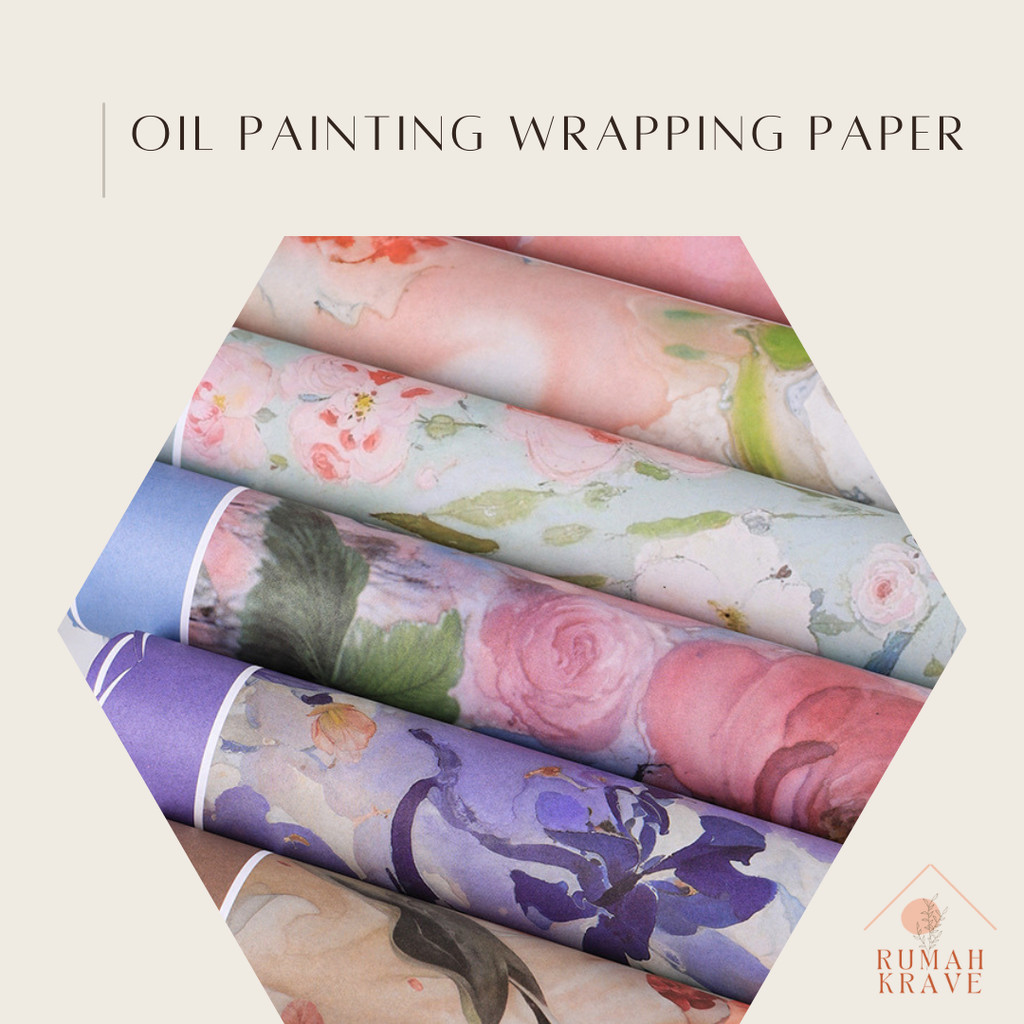 

RUMAH KRAVE - Oil Painting Wrapping Paper Kertas Kado Buket Bunga