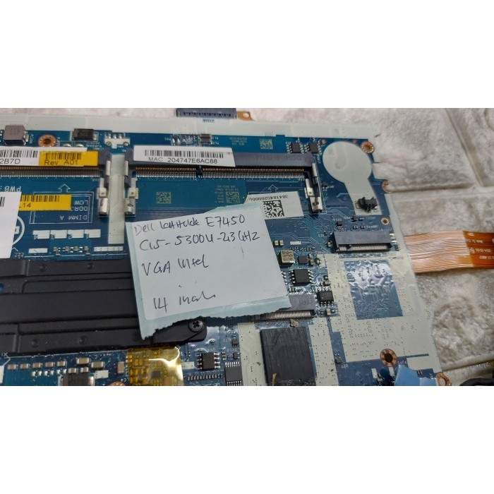 MOBO MOTHERBOARD LAPTOP DELL LATITUDE E7450 14" CI5 5300U BERGARANSI