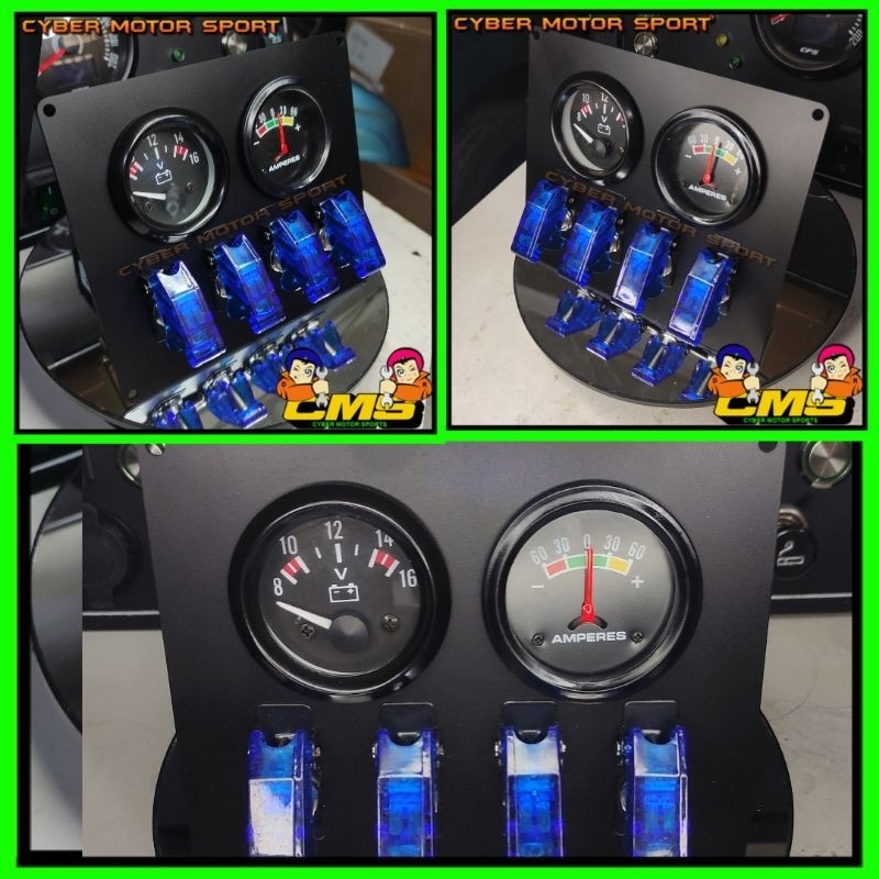 Indikator mobil  volt meter amper meter universal saklar ARB rocker analog gauge dashboard penting t