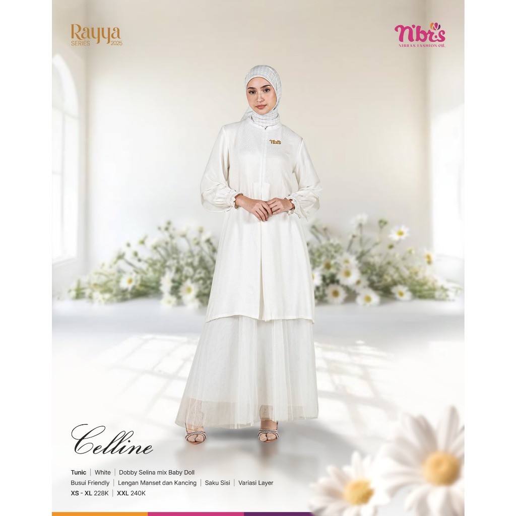 NBRS Celine Tunik Sarimbit Set Keluarga Gamis Koko Dewasa Anak Setelan Dress Bahan Premium Rayya Ser