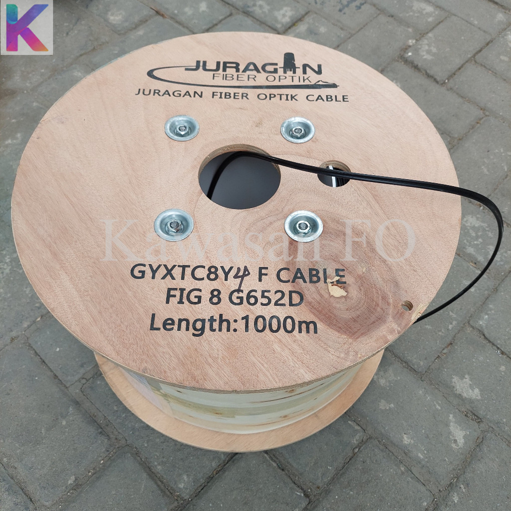 Kabel FO 4 Core Fig 8 / KU 4 Core Fig8 G652D /Kabel FO Bulat 4Core Figure8 1km Juragan Fiber Optik