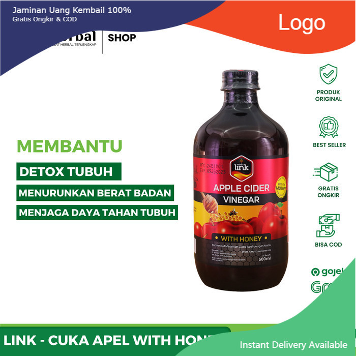 

HERBAL LINK - Cuka Apel Organik Premium - Apple Cider Vinegar With Mother 500ml