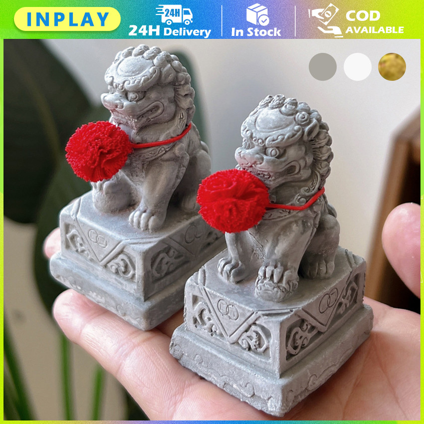 Ornamen Singa Batu Tsioh-Sai / Patung Miniatur Fu Dog Qilin untuk Dekorasi Rumah