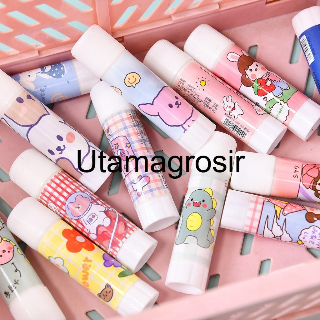 

HM Lem Perekat Kertas Padat Glue Stick /Lem Stik Batang Putar Sekolah Kantor Motif Korea/Lem Stik