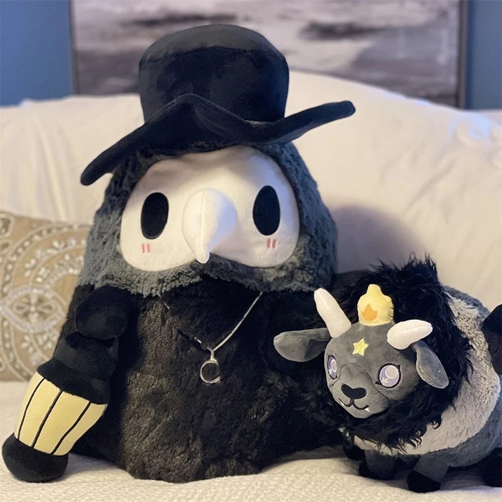 Plague Doctor Doll Black Ghost Cute Stuffed Plush Doll Halloween Skull Reaper Cushion Decoration  il