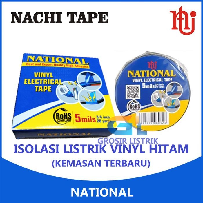 

f z e National Isolasi Listrik Vinyl Hitam (Electrical Tape) Solasi OriginalNG