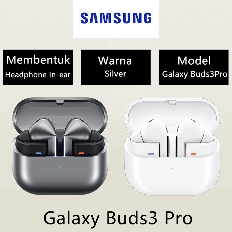 【100% Original】Samsung Galaxy Buds3 Pro - Silver, Bluetooth Earbuds, Adaptive Noise Control, Hi-Fi S