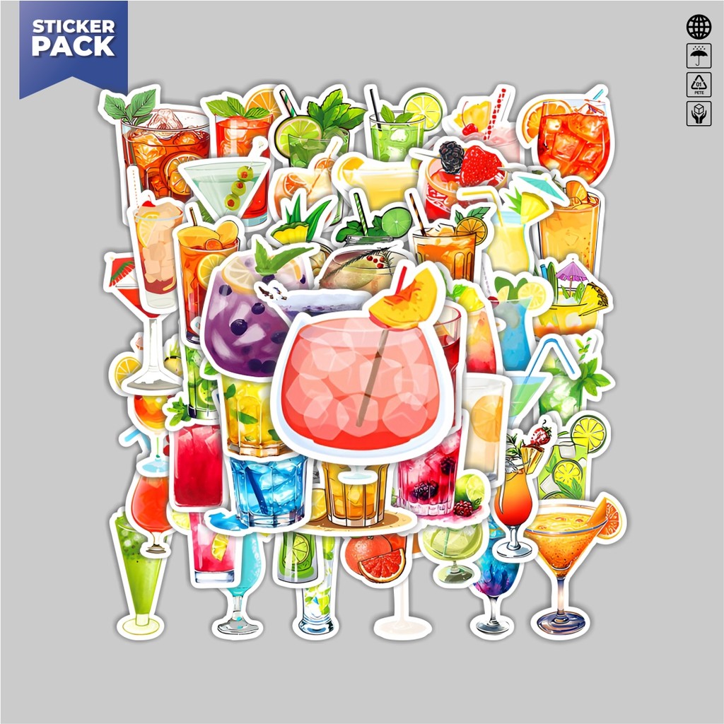 

[100PCS]Stiker Pack Stiker Minuman Dingin Aesthetic Vinyl Anti Air Dekorasi Sticker Laptop Buku Journal Koper Helm Casing HP Gitar Helm Skateboard