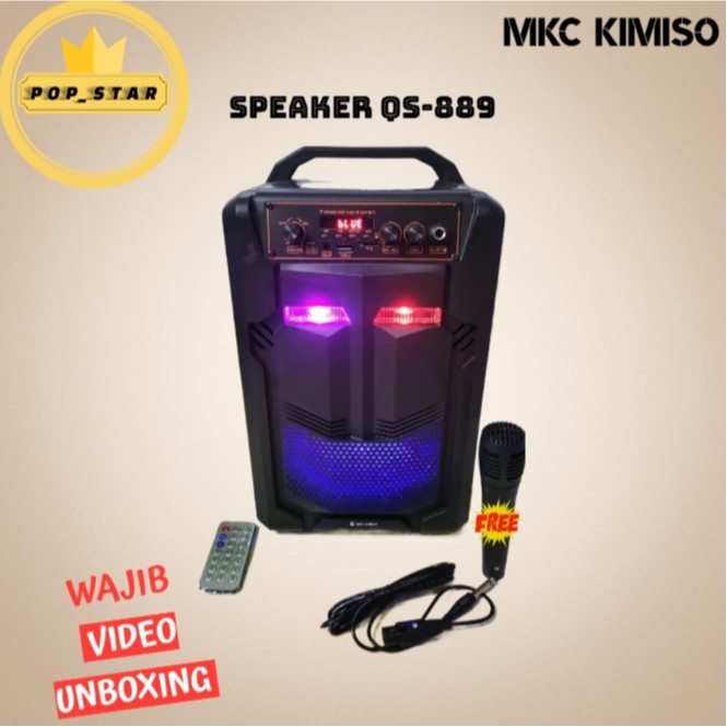 Speaker bluetooth portable QS-889 8,8inc free mic