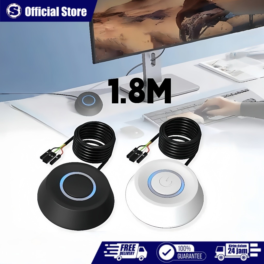 1.8 Meter Tombol Push On Kabel Power Button Tombol Switch Pc Kabel Tombol Powe Desktop Case Tombol /