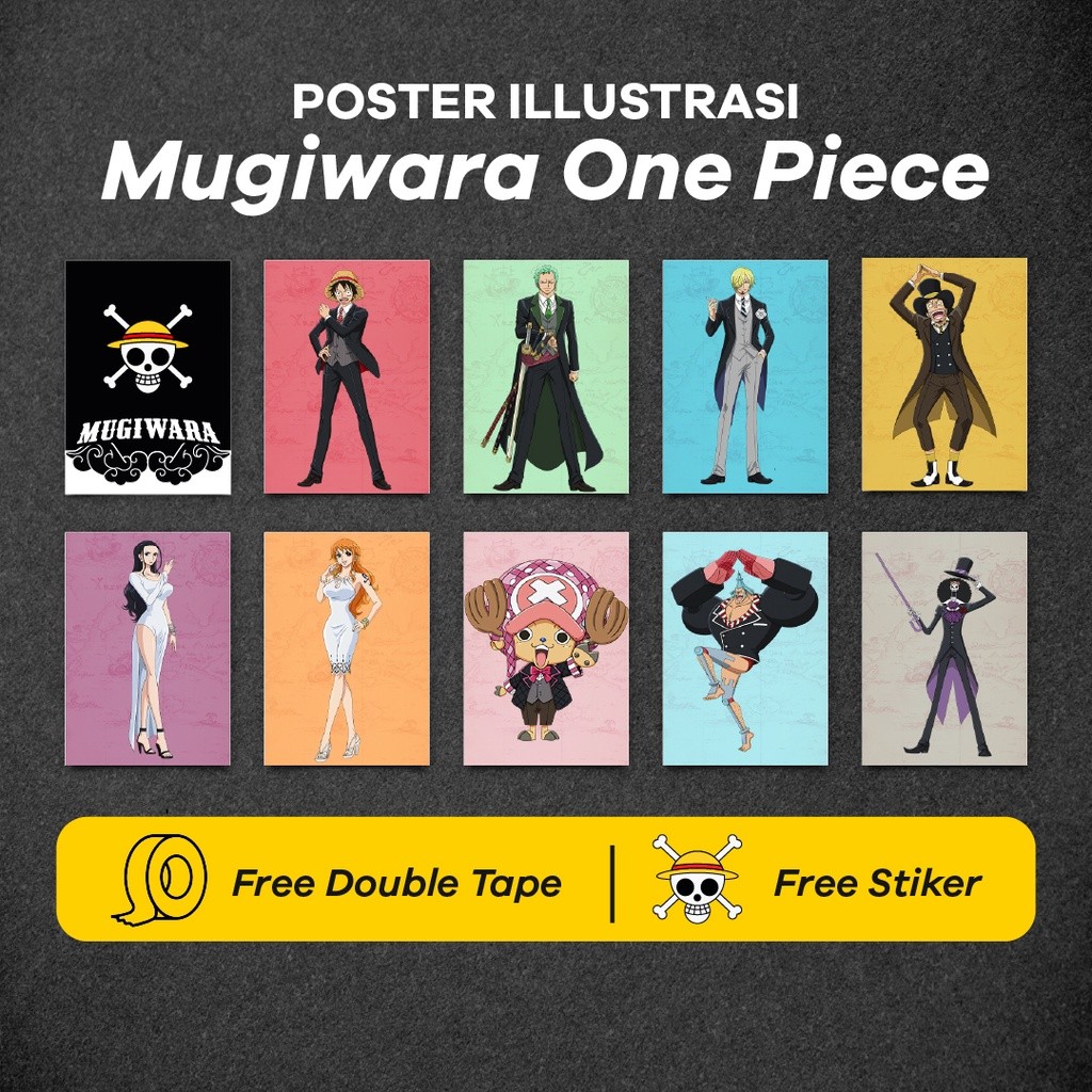 Poster Mugiwara One Piece Mugiwara Dewasa Crew 1 SET ISI 10 LEMBAR