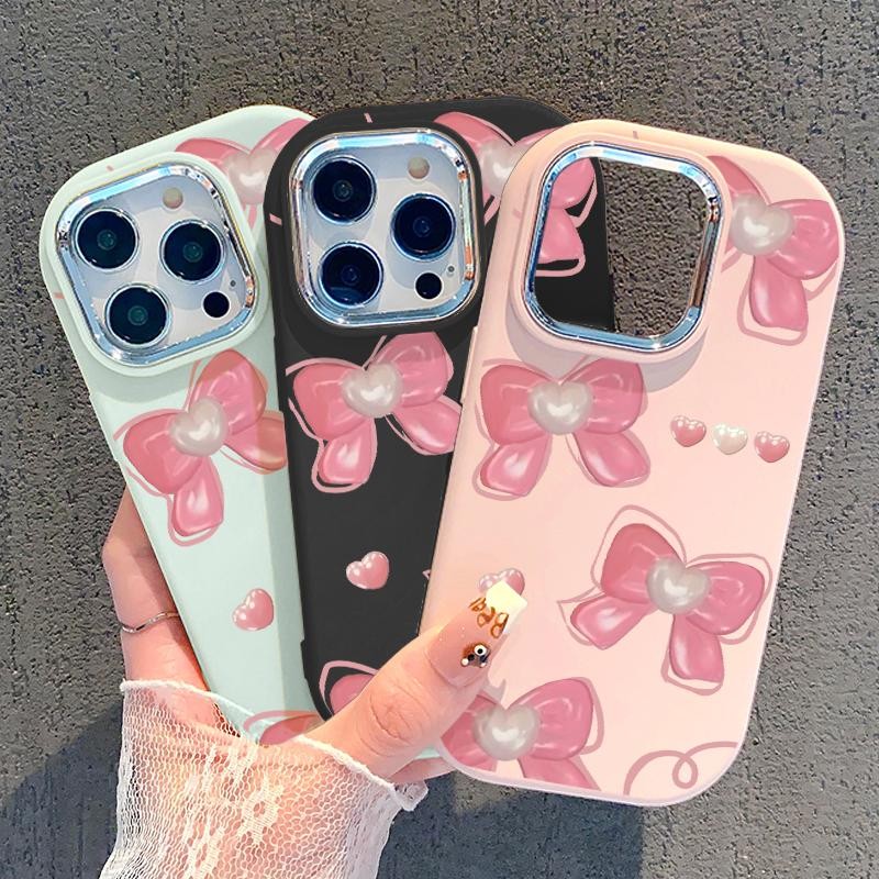 Casing Hp For Samsung A32 5G A34 M32 Oval Plating Lens Simple Bowties Silicone Case