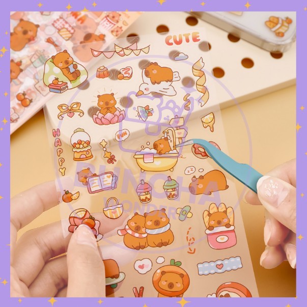 

BW MINI STIKER TUMBLR AESTHETIC HP BINDER BRAND LOGO KAPIBARA CAPY KAWAII LUCU STICKER A-SK014