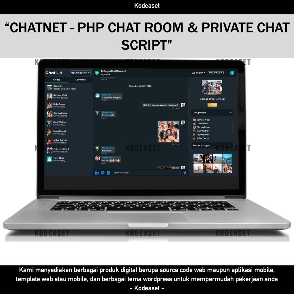 SOURCE CODE APLIKASI WEB CHATNET - PHP CHAT ROOM & PRIVATE CHAT SCRIPT D187 KODEASET