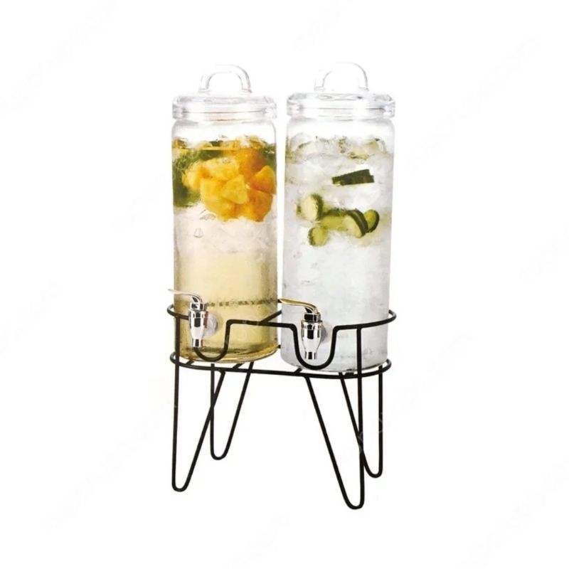 Dispenser Minuman Kaca Set 2 Unit x 2.4 Liter / Beverage Dispenser