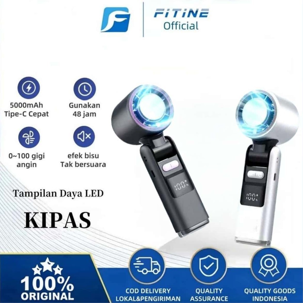 【FITINE】Kipas angin Mini Portable Kecepatan Tinggi,Angin, Bisa Dilipat, Layar Digital, Turbo Kipas T