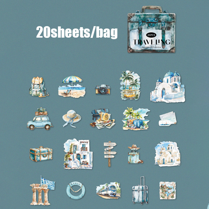 

Mr.Paper Travel Cartridge Series Travel Theme Hard Card Stickers scrapbooking Stickers Decorative Stickers stationary supplies