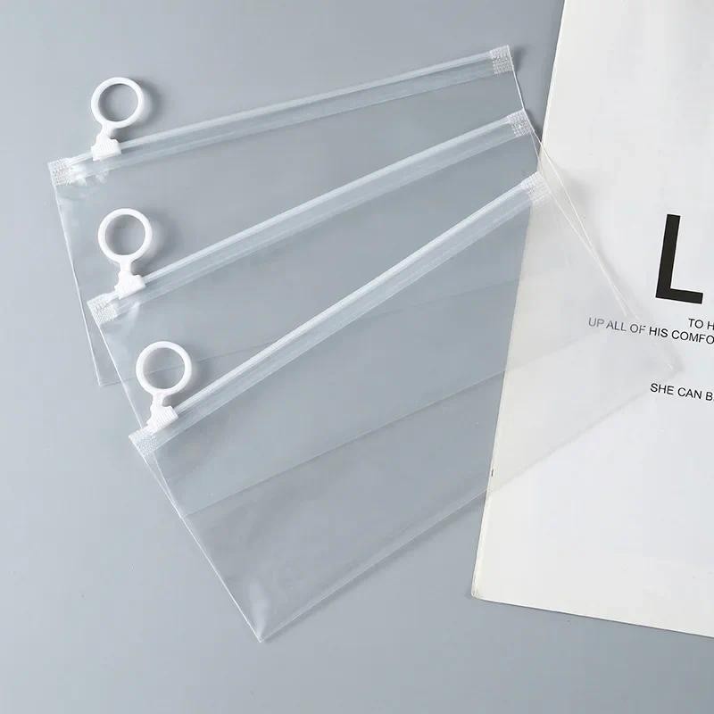 

10Pcs Simple Transparent PE Zipper Pencil Bag Student Portable Temporary Stationery Organizer Festival Activities Gift Packaging