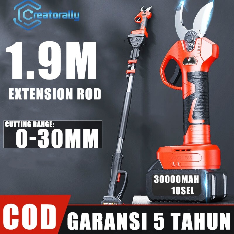 CREATORALLY Gunting dahan dan ranting panjang listrik Brushless Dengan batang ekstensi 1.9M