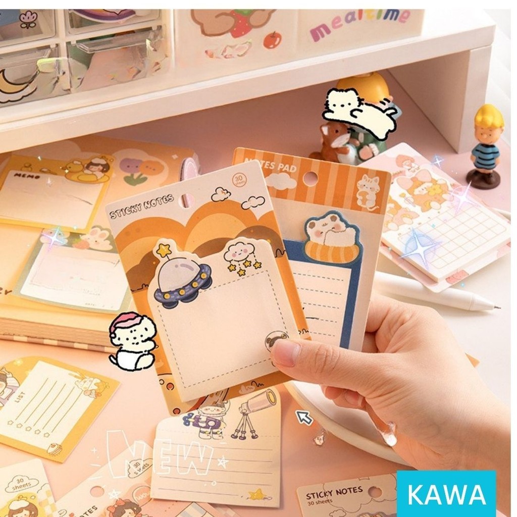 

KAWA Sticky Notes Magic Shape Unik Isi 30 Lembar Kertas Catatan Tempel Memo Pad Stick Note Lucu MO