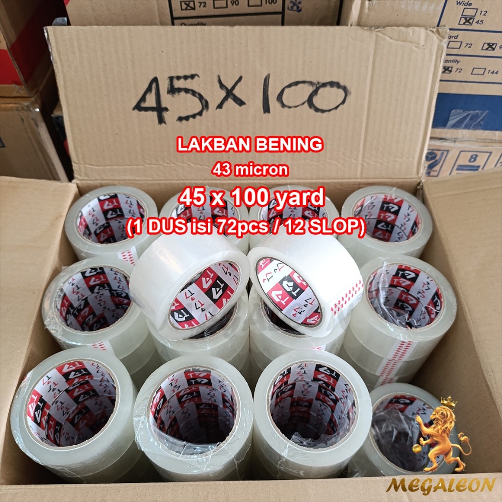 

New DUS Lakban Bening 45mm x 100 yard MURAH (43 MICRON)Premium