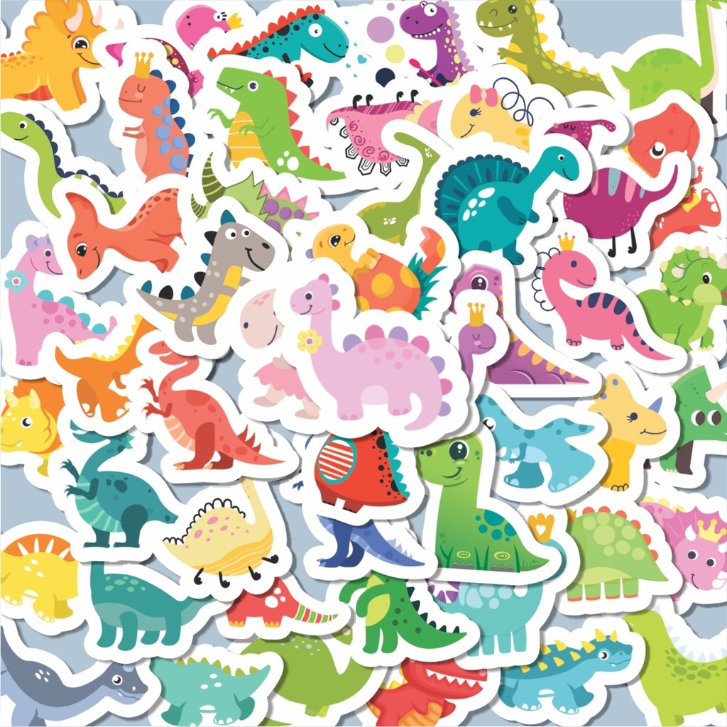 

100PCS Lucu Sticker Hewan Dinosaurus Stiker Aesthetic Stiker Anti Air Stikers Berperekat Waterproof sticker decal buat Motor Helm Buku Journal Koper Casing HP Laptop Botol Minum Hadiah anak