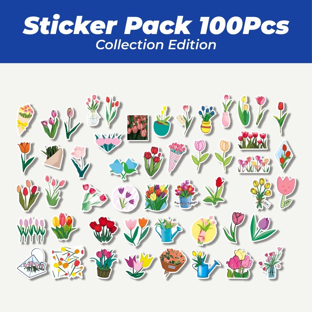 

Hot Stiker Bunga Tulip Lucu Anti Air Stikers Berperekat Waterproof Sticker Decal Buat Motor Helm Buku Journal Koper Casing HP Laptop Botol Minum