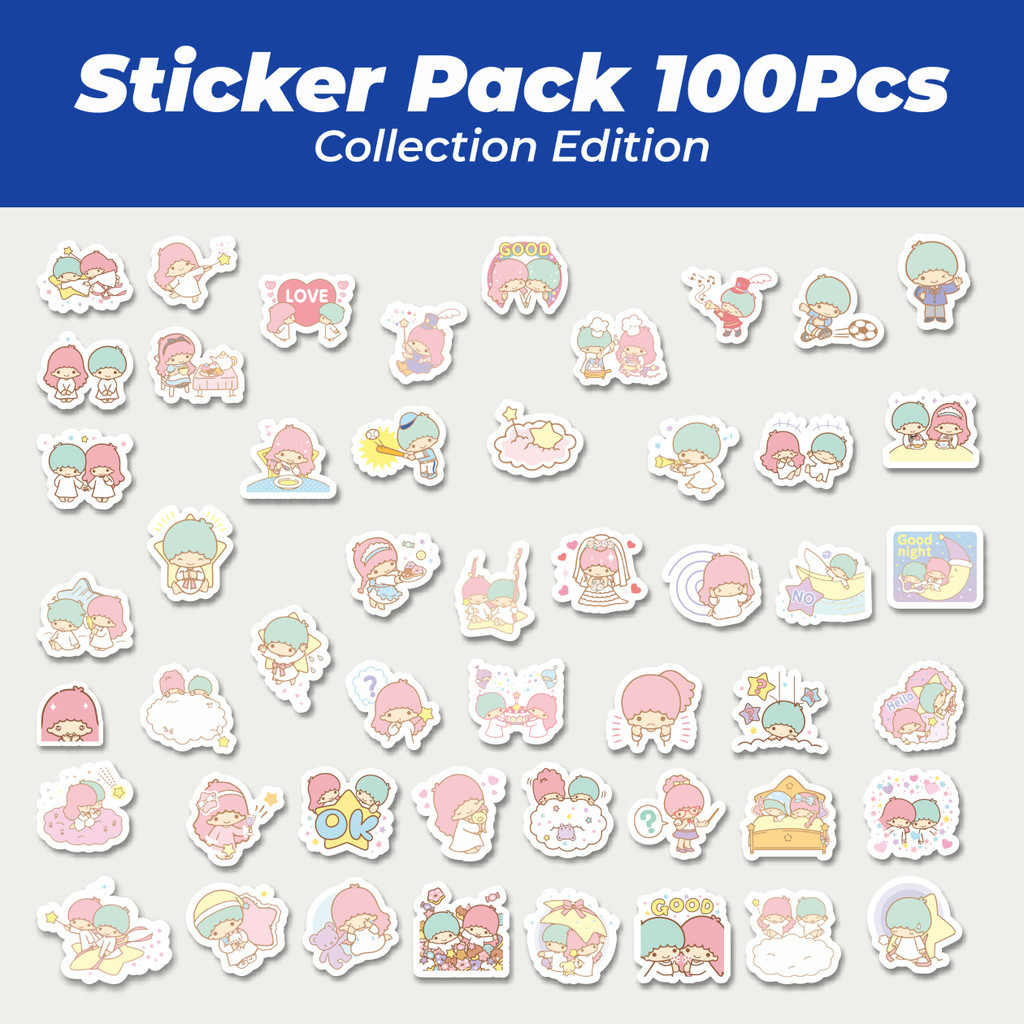 

Hot Stiker Kartun Twin star Versi 2 Lucu Anti Air Stikers Berperekat Waterproof Sticker Decal Buat Motor Helm Buku Journal Koper Casing HP Laptop Botol Minum