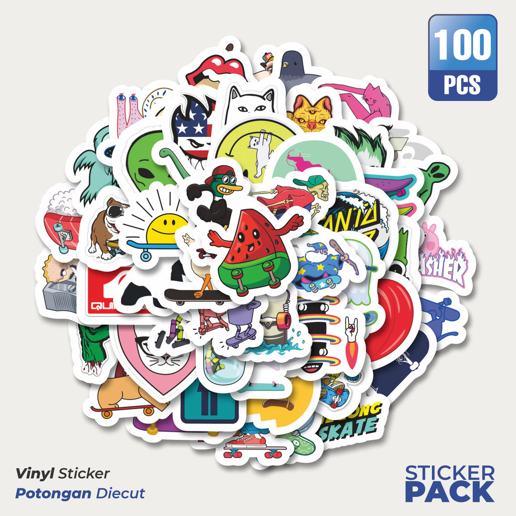 

Stiker Vinyl Stiker Skateboard Waterproof Aesthetic- Untuk Laptop, Motor, dan Helm - Paper Stationery Pack