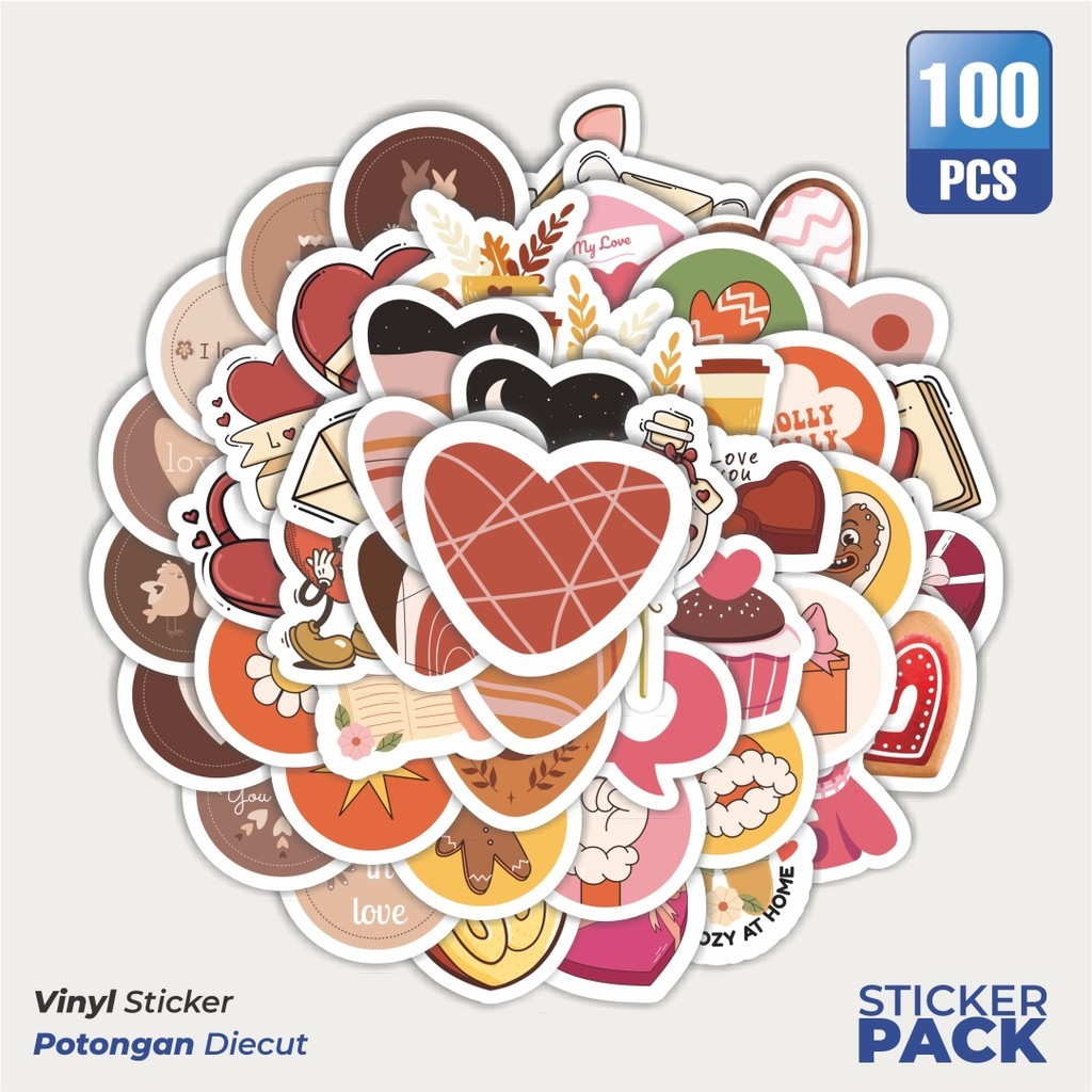 

100 PCS STIKER Love Mazzy Waterproof Aesthetic- Untuk Laptop, Motor, dan Helm - Paper Stationery Pack