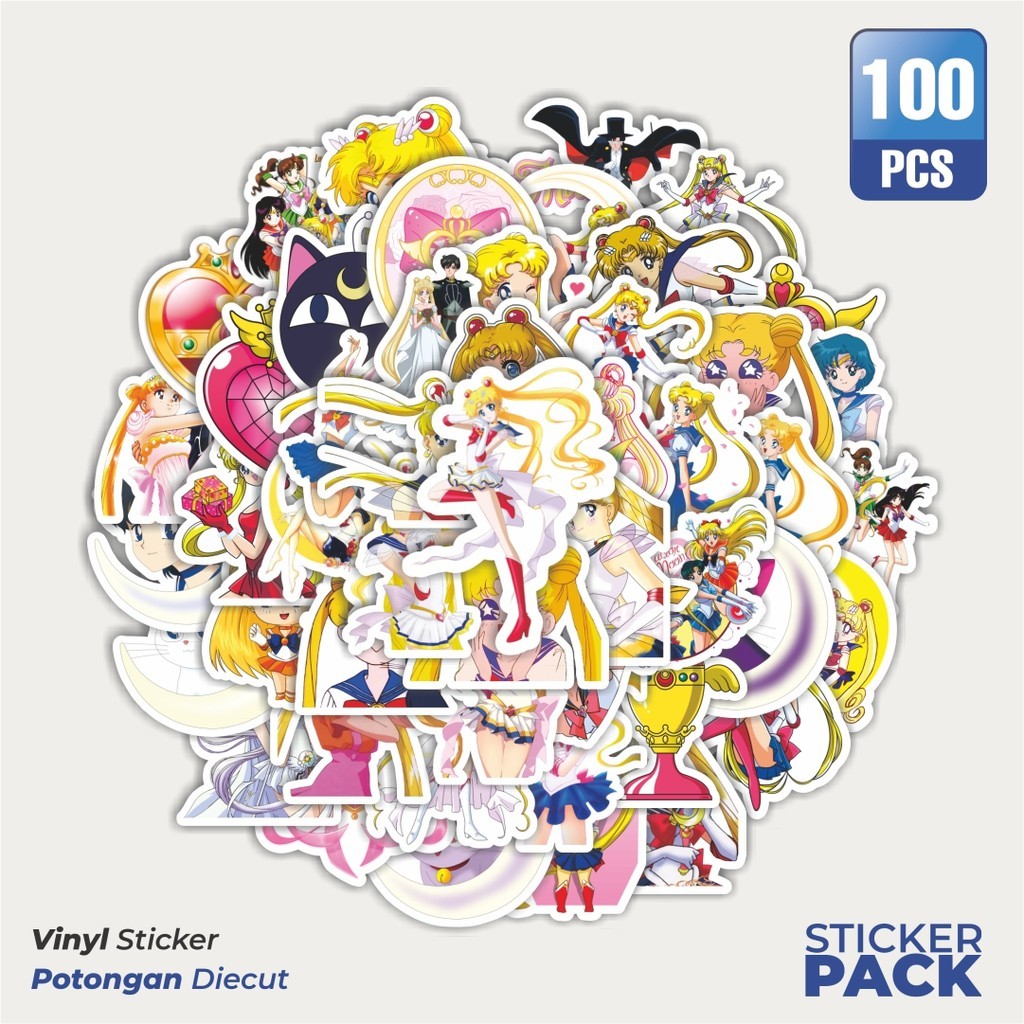 

MURAH 100 PCS Stiker Anime Sailor Moon Waterproof Aesthetic- Untuk Laptop, Motor, dan Helm - Paper Stationery Pack